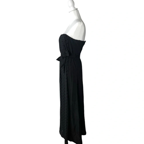 4Sienna Black Stapless Jumpsuit Corset  Small Chiffon Velvet Dot Wide Le… - Picture 3 of 5